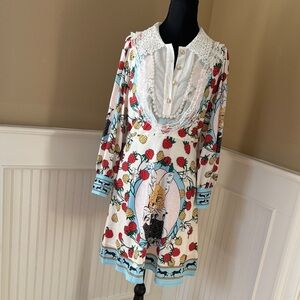 BURRYCO Long Sleeve Dress with Lace and Floral Print